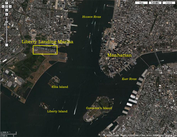 Geographical Map Showing Marina - Liberty Landing Marina - Jersey City, New Jersey - Marinalife