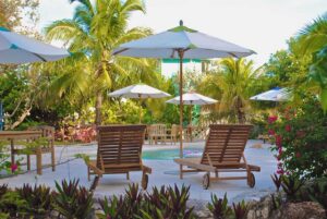 Beach Chairs at pool Chubb Cay - cruising bahamas - marinalife